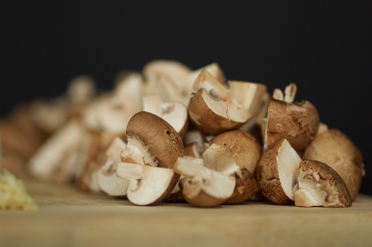chopped mushrooms closeup
