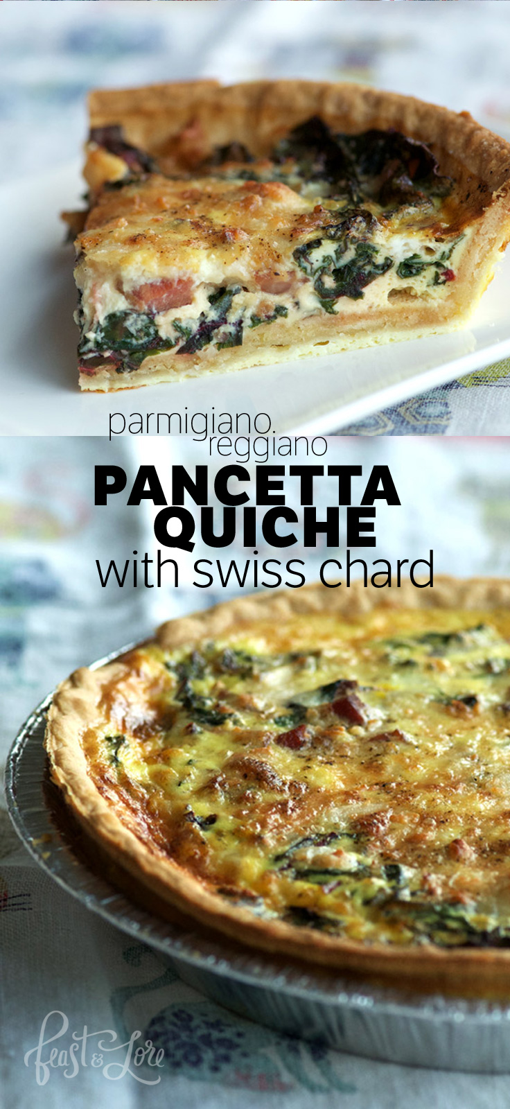Crisp Pancetta with Swiss Chard makes for a delicious quiche!