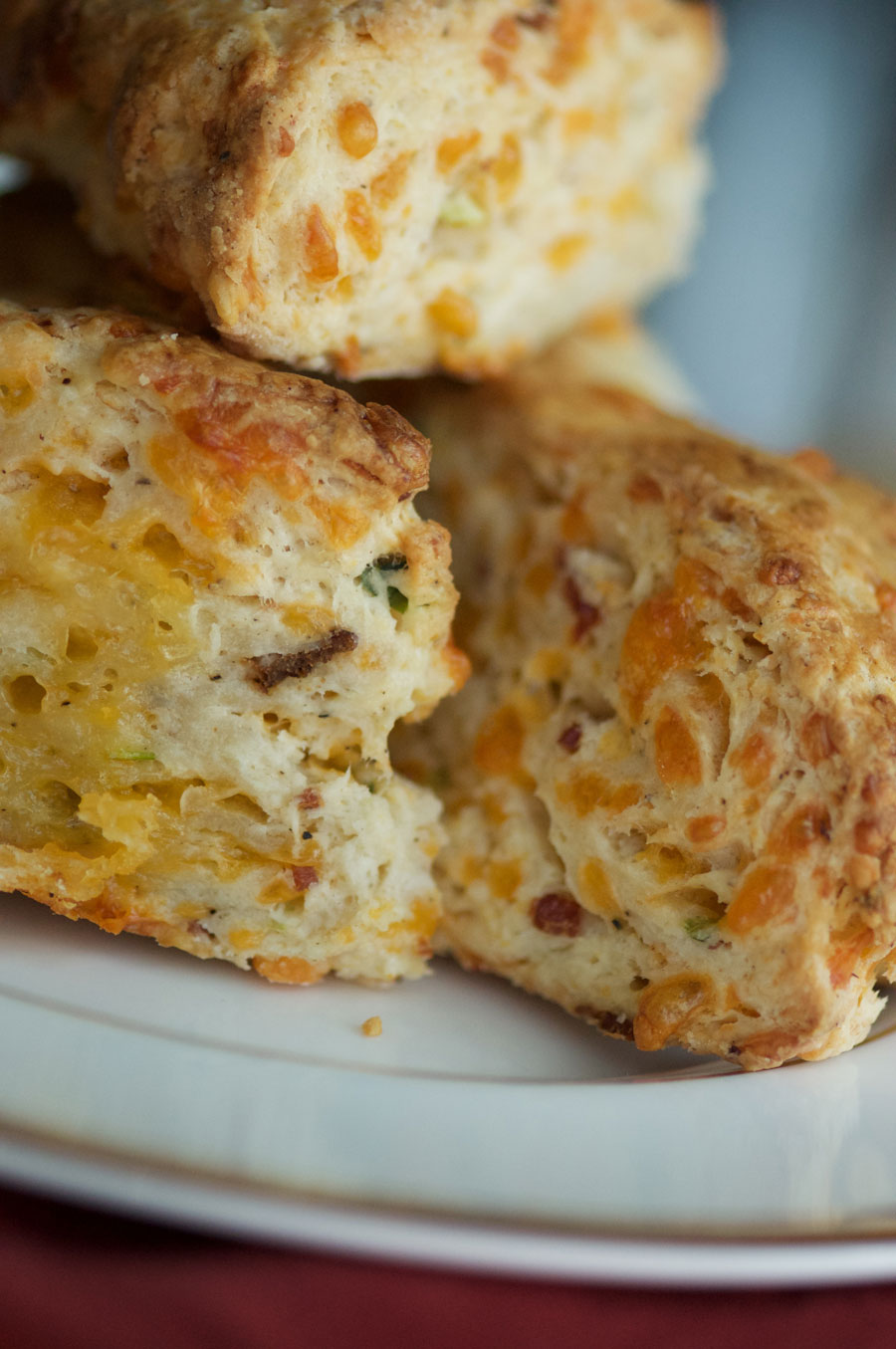 Cheddar bacon scones, warm from the oven