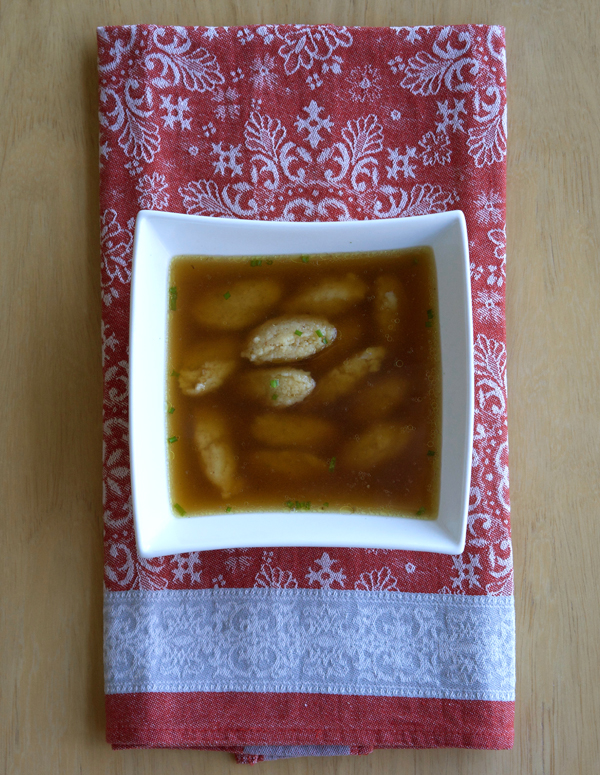 Beef Bone Broth Soup with-Cream-of-Wheat Dumpings